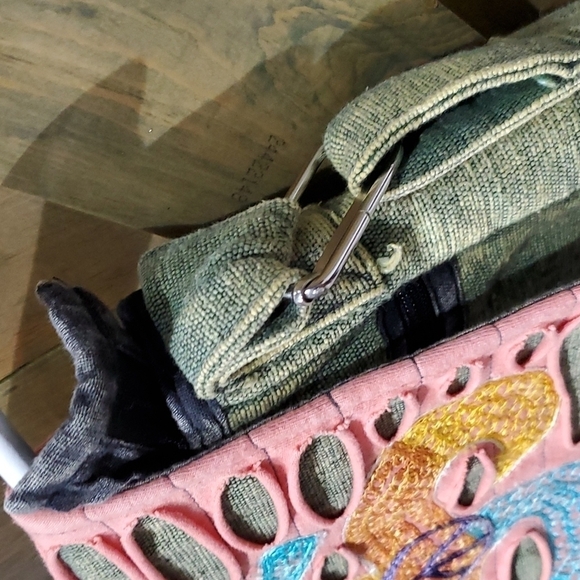 ARTISAN HIPPIE BOHO PEACE SIGN BAG CLOTH HANDMADE FESTIVAL COLORFUL ART - Picture 3 of 14